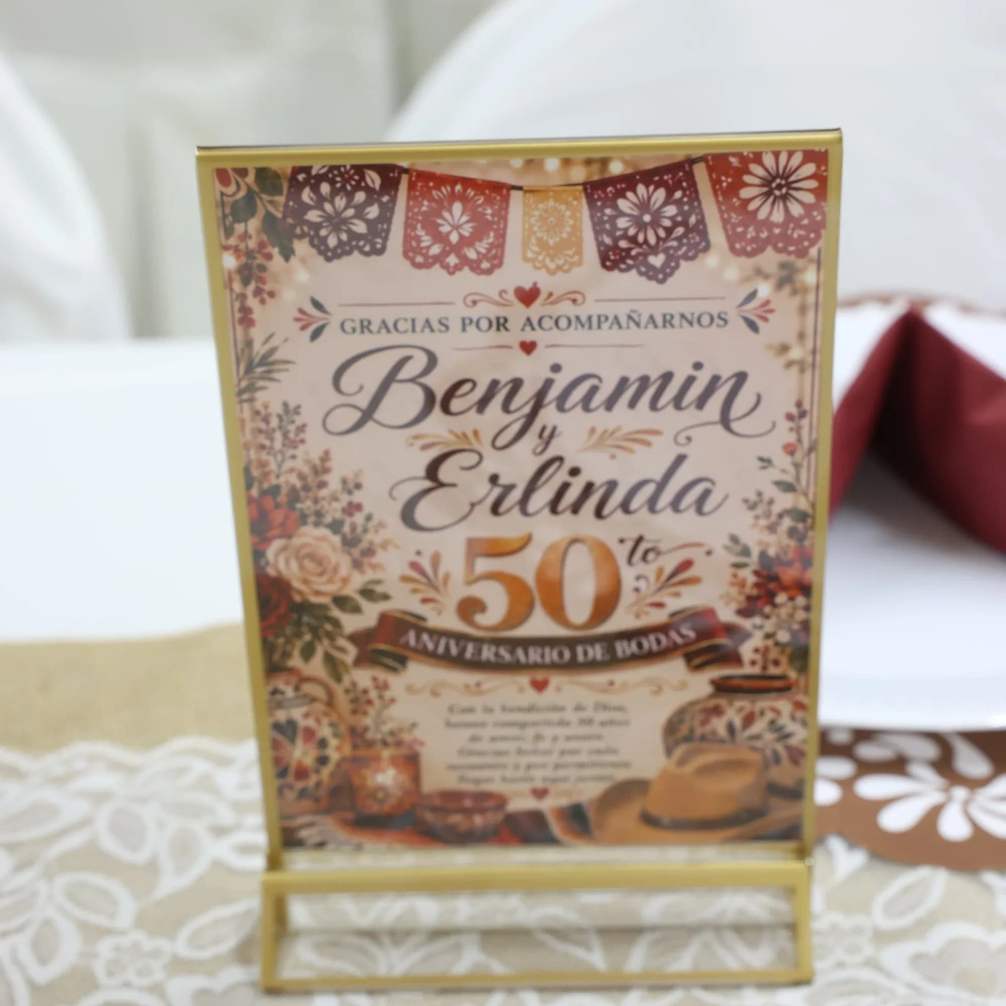 Custom welcome sign for a 50th wedding anniversary party